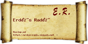 Erdős Radó névjegykártya
